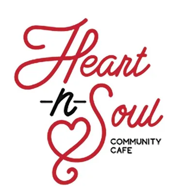 Heart-n-Soul Community Cafe logo with red script lettering and heart