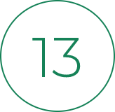 Number 13 inside a green circle