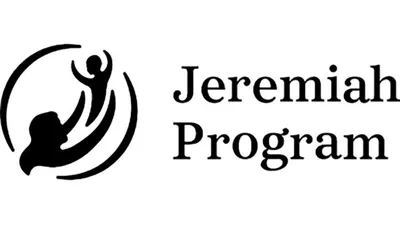Jeremiah Program logo with black circular icon of adult and child figure