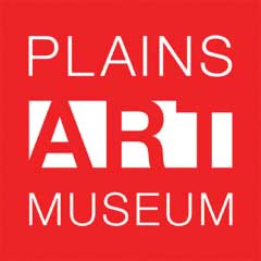 Plains Art Museum logo in white text on a red background