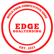 Edge Goaltending circular red logo established 2021