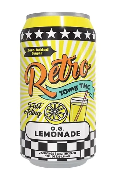 Retro brand OG Lemonade THC beverage can, 10mg THC, 12 fl oz