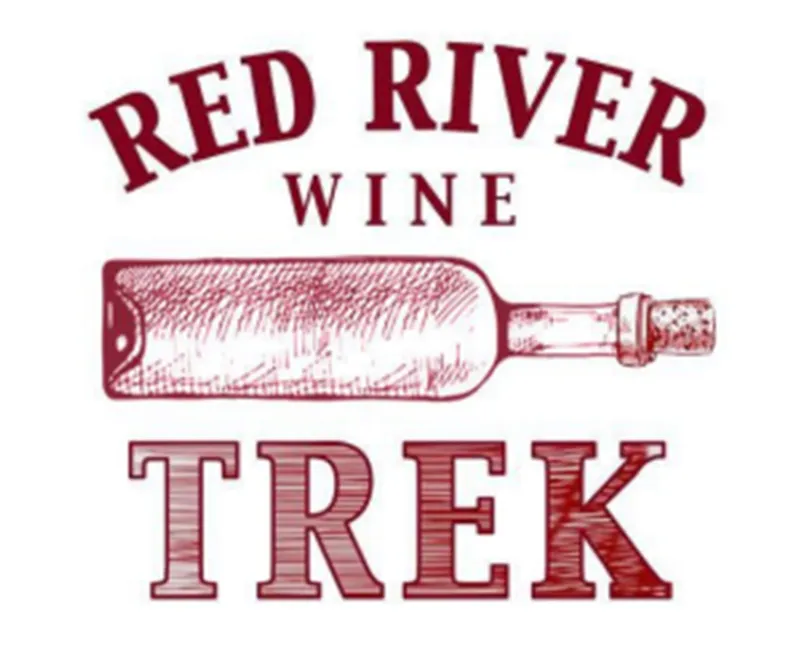 Red River Wine Trek logo with illustrated wine bottle
