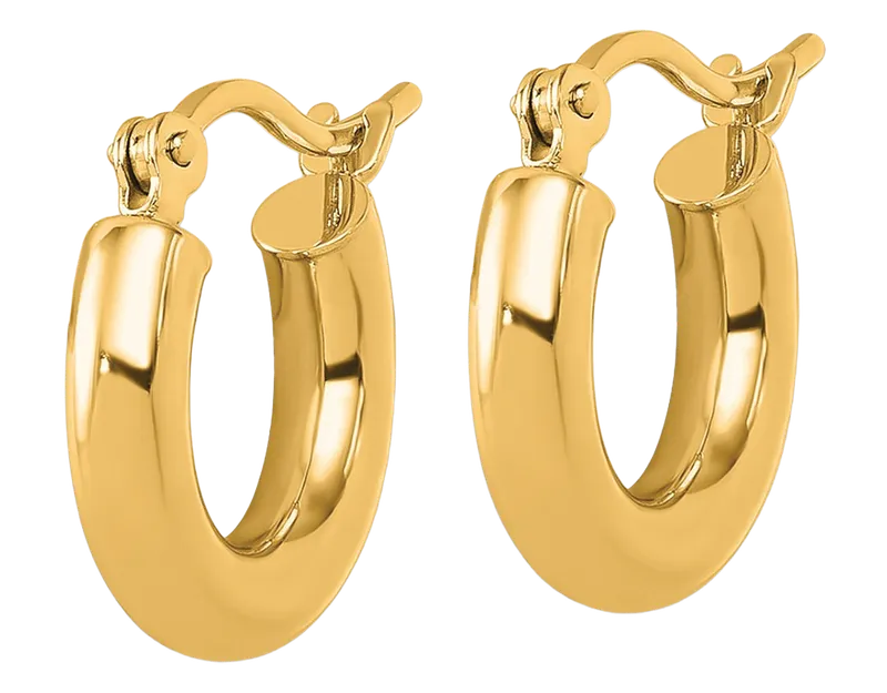 Pair of polished gold chunky hoop earrings with click-top clasps