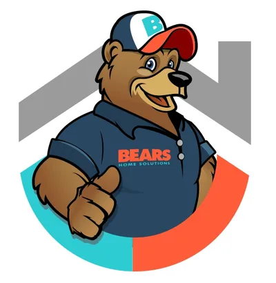 Cartoon bear mascot in a navy polo shirt and baseball cap giving a thumbs up