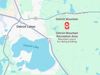 Map showing Detroit Mountain Recreation Area near Detroit Lakes, Minnesota