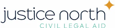 Justice North Civil Legal Aid logo with gold star accent
