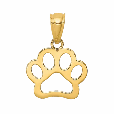 Gold open paw print pendant with bail