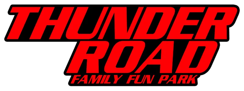 Thunder Road Family Fun Park logo in bold red and black text