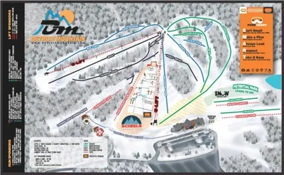 Trail map of Detroit Mountain ski resort showing runs and lifts