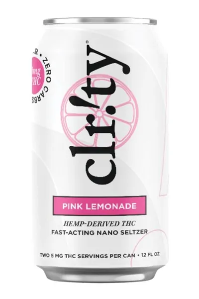 Clēty Pink Lemonade hemp-derived THC nano seltzer can, 12 fl oz