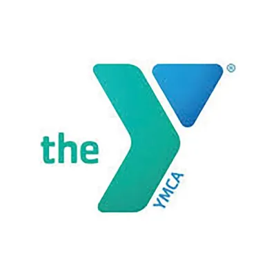 The YMCA logo featuring a teal and blue Y shape with the text "the YMCA