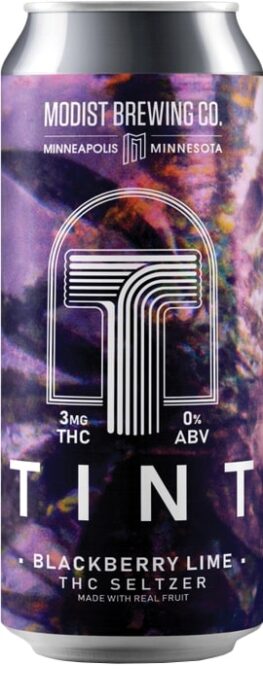Modist Brewing Co. TINT Blackberry Lime THC Seltzer can, 3mg THC 0% ABV