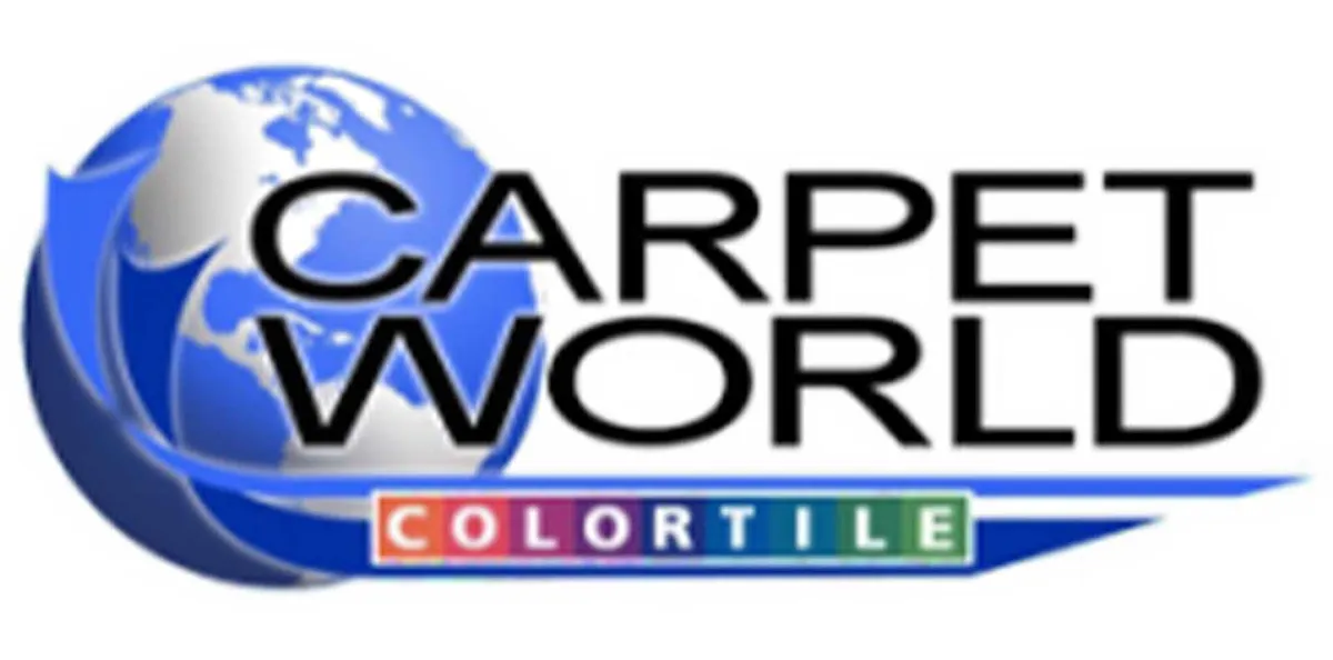 Carpet World Colortile logo with blue globe graphic