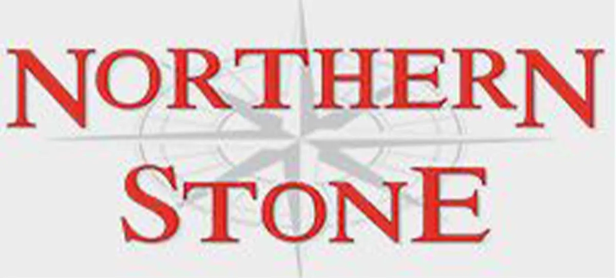 Northern Stone logo with red serif text over a faint compass rose