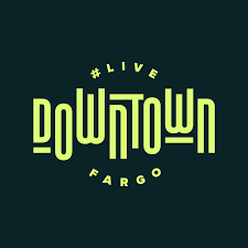 Live Downtown Fargo logo in lime green text on dark teal background