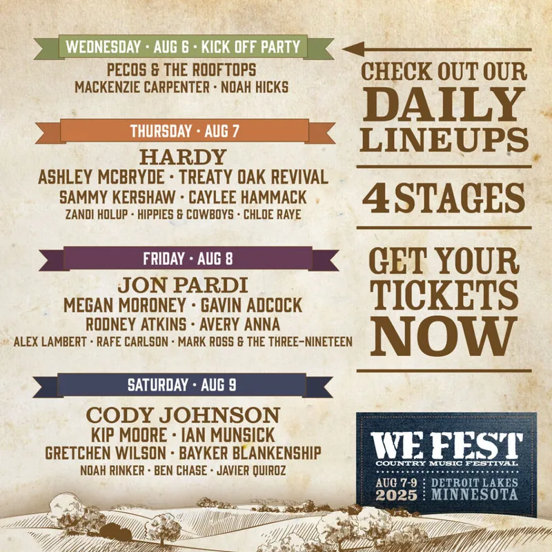 WE Fest Country Music Festival Daily Lineup