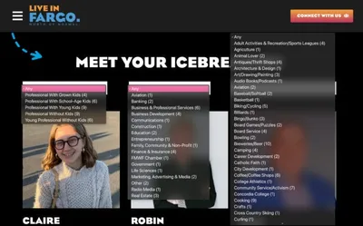 Two women smiling beneath 'Meet Your Icebre…' text on a website
