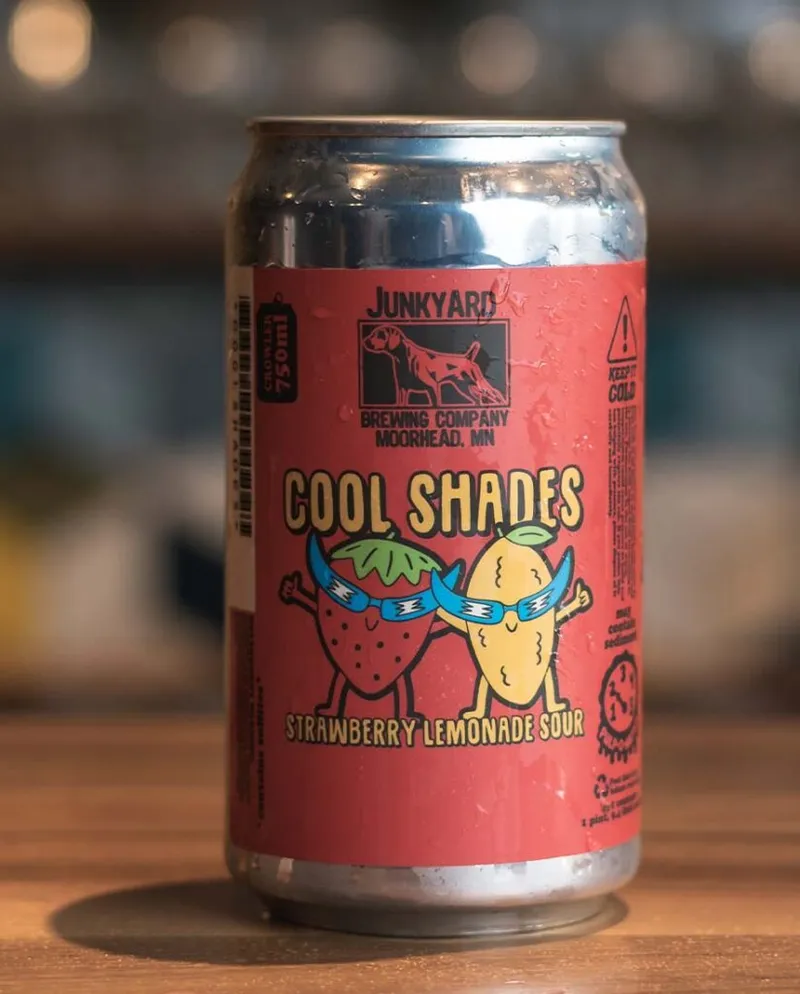 Junkyard Brewing Company Cool Shades Strawberry Lemonade Sour beer can on a wooden surface