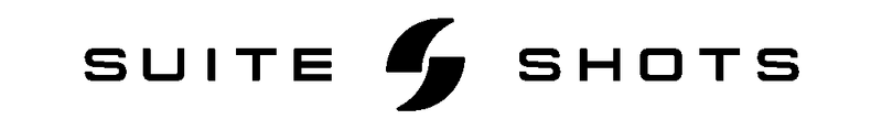 Suite Shots logo in black uppercase lettering with a stylized S emblem