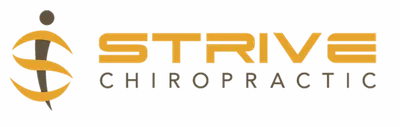 Strive Chiropractic logo with stylized figure and gold swoosh