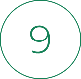Green numeral 9 inside a thin circular border