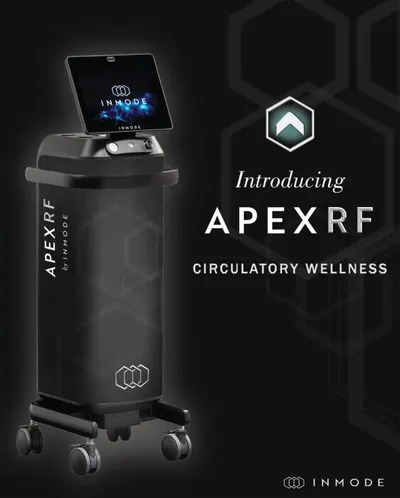 InMode ApexRF circulatory wellness device on wheeled stand with touchscreen display