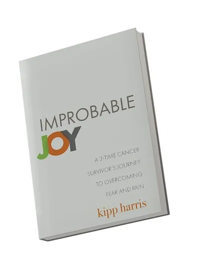 Book cover: Improbable Joy by Kipp Harris, a 3-time cancer survivor's journey to overcoming fear and pain