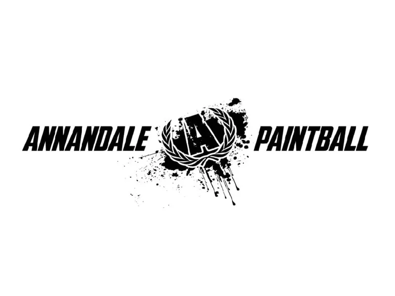 Annandale Paintball logo with ink splatter and laurel wreath emblem
