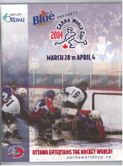 2004 CARHA World Cup hockey tournament program cover, Ottawa host city