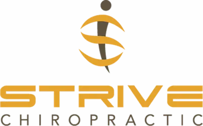 Strive Chiropractic logo with gold swoosh and stylized human figure