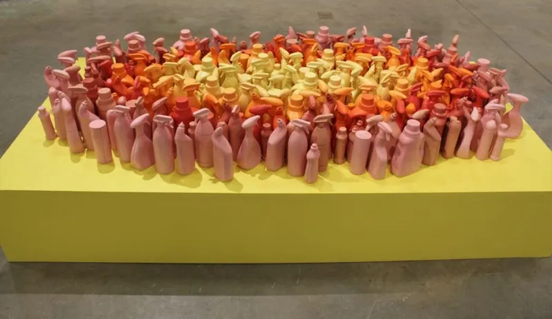 art work sculpture with cleaning supplies