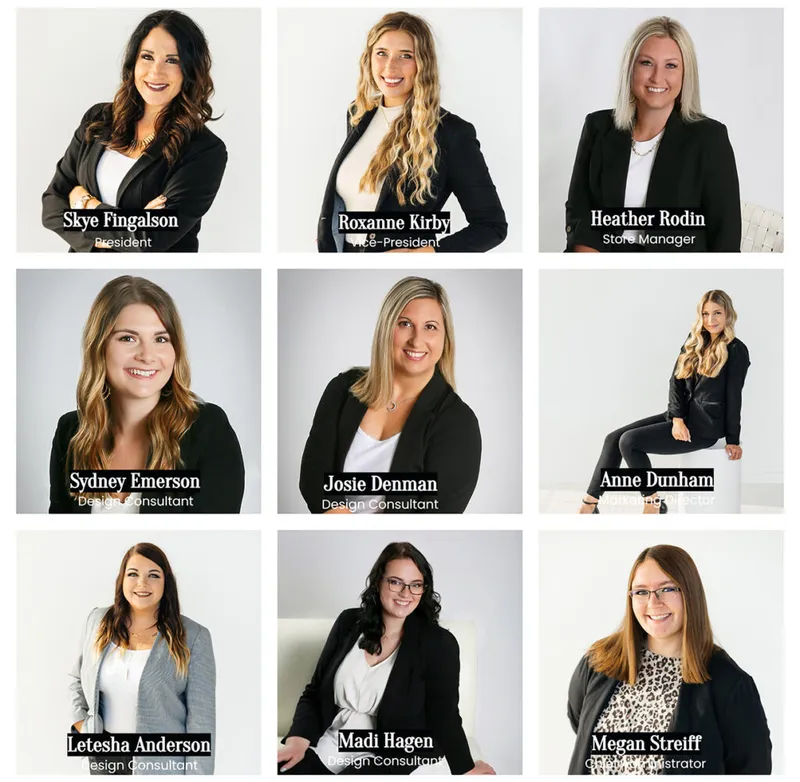 Nine professional headshots of women staff members labeled with names and roles