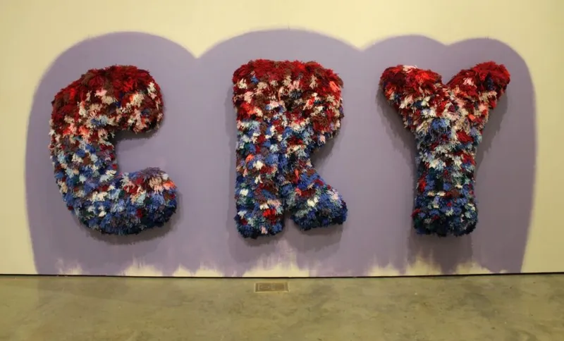 art work sculpture saying cry