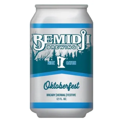 Bemidji Brewing Oktoberfest 12 fl oz beer can with blue and silver label