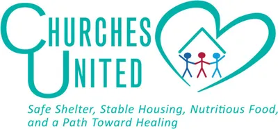 Churches United logo with tagline Safe Shelter, Stable Housing, Nutritious Food, and a Path Toward Healing