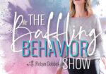 Podcast cover art for The Baffling Behavior Show featuring a woman in a light top