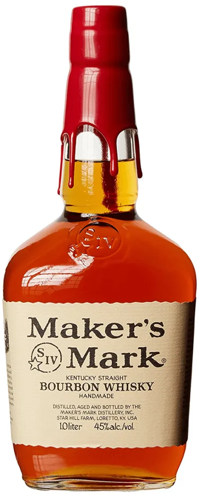 Maker's Mark Kentucky Straight Bourbon Whisky bottle with red wax seal, 1 liter