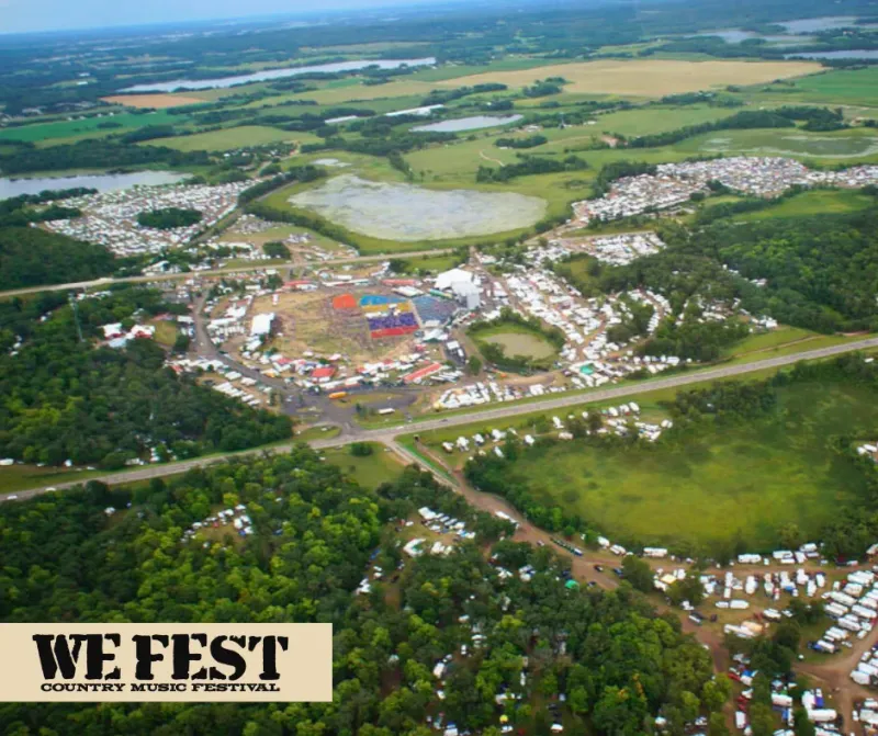 Aerial photo of WE Fest camping grounds