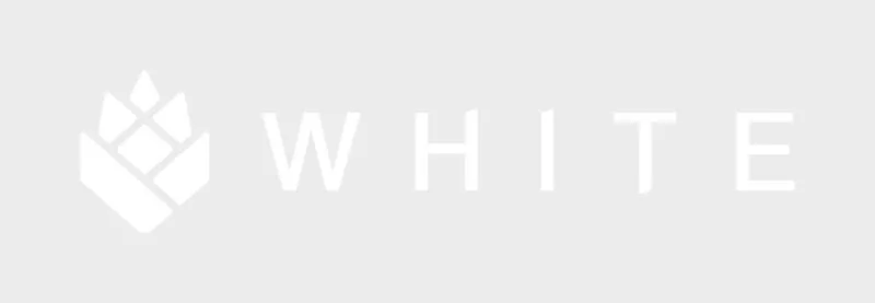 White logo with abstract leaf emblem and the word WHITE