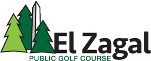 El Zagal Public Golf Course logo with evergreen trees and obelisk