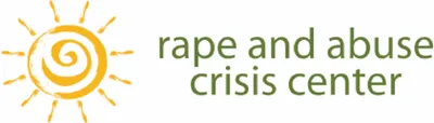 Rape and Abuse Crisis Center logo with a yellow sun and spiral