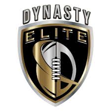 Dynasty Elite shield logo with football graphic in black and gold