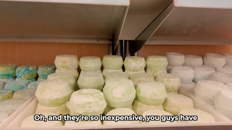 colorful bath bombs lining a shelf